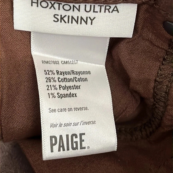 Paige Hoxton Ultra Skinny Luxe Coated Jeans in Chicory Coffee - NWT - Size 28 - Picture 11 of 13